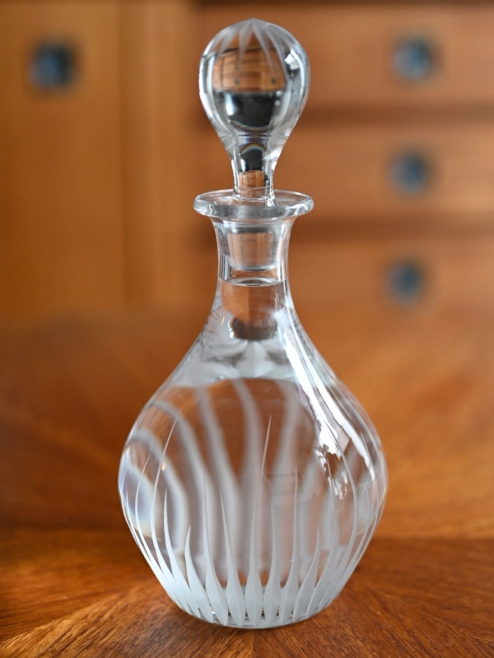 Crystal decanter with stopper - 12 inches tall